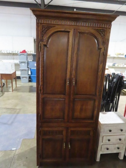Fruitwood upright wall unit with built-in desk