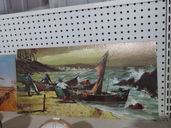 Boats on beach print by J. Adams