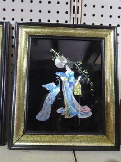 Kafka Industries Oriental wall hanging, woman with peacock