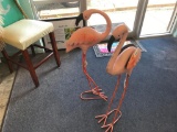 (2) METAL FLAMINGOS