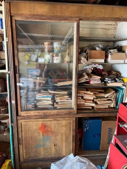 Store display cabinet and contents including vehicle repair manuals