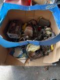 Lot of motorcycle parts and etc in cardboard box