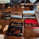 Lot of five tool boxes with assorted tools
