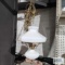 Milk glass and brass vintage hanging lamp