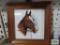 Horse painted tile In wood frame