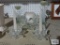 Glass and plastic crystal floral candle holders and other glass votive holders