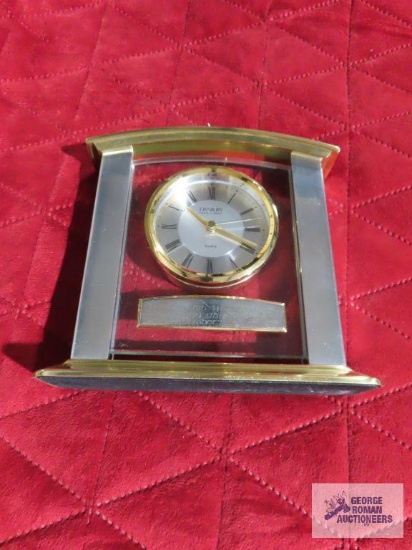 Danbury Clock Company desk clock, has been engraved