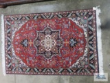 Hand knotted wool pile area rug 5 ft 4 in x 3 ft 4 in