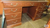 Cherry finish with glass top knee hole desk