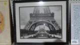 Eiffel Tower framed photograph. 21 in by 17-1/2 in