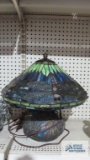 Stained glass dragonfly lamp. Model 13292