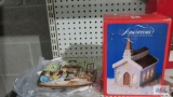 Royal Doulton Christmas in Mexico and Christmas in England plates and lighted Church