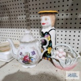 Ucagco ceramic basket, floral teapot and Bella Casa Sophie vase