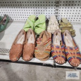 Lot of women's flat shoes and sandals