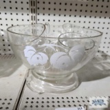 Glass punch bowl set with vine motif