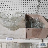 Glass punch bowl set with extra glasses