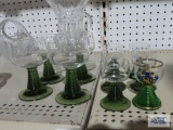 Clear glass with green base cordials and other