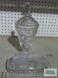 Clear and frosted glass compote and decorative dish