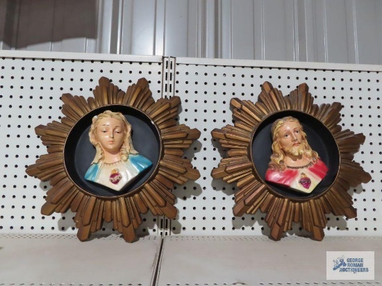 Religious shadow box plaques, some chips