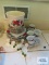 Tienshan...Deck The Halls pattern China service for 8....candle holders and bowl/vase.
