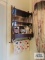 Mahogany mirrored wall shelf with towel rack