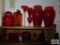 Hobnail candy dish, crackle glass pieces and decorative glass vases