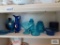 Lot of blue glass pieces
