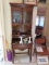 Fruitwood roll top desk with hutch top