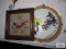 Needlepoint wall hanging and leaded glass wall hanging