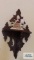 Antique oak wall shelf and antique porcelain figurine