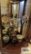 Lot of Oriental figurines, plates, metal vase, teapot and etc in bottom of cabinet