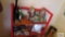 Decorative frogs, bottles, Los Angeles, California playing cards, metal picture frame, deer coasters