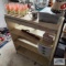 Vintage glasses with carrier, Princeton Gallery mugs, plastic storage cabinet, wooden and metal ice