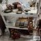 Sheep figurine wall hanging, wooden candle holder, dream catchers, audio tapes, wooden wall shelves,