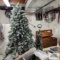 Large lot of Christmas decorations including 7 ft Christmas tree, approximately 5 ft Christmas tree,