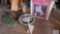 Outdoor lighted reindeer and two Christmas tree stands