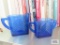 Blue glass creamer and sugar