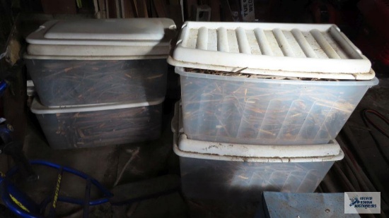 Lot of kindling in four plastic totes