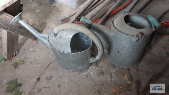 Lot of two galvanized watering cans