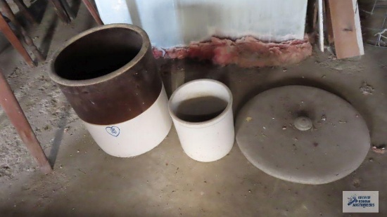 5 gallon crock with smaller crock and large crock lid