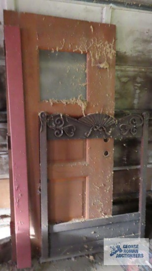 Wooden door and antique mirror frame
