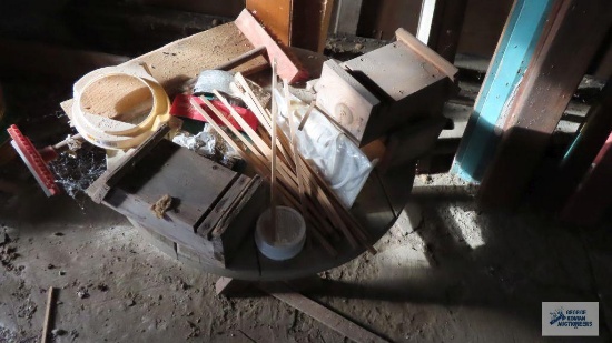 Lot of ladybug houses, outdoor table, etc