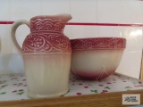 Longaberger wash bowl and pitcher set