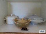 Lot of three covered serving dishes