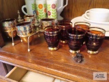 Lot of vintage liquor glasses with decanter