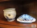 Delft ashtray and nautical candle holder