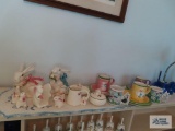 Lot of rabbit figurines and mugs