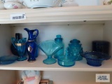 Lot of blue glass pieces