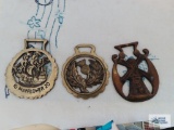 Mayflower 1620 brass decoration, windmill brass decoration and floral brass decoration