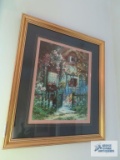Farmhouse scene with fence print